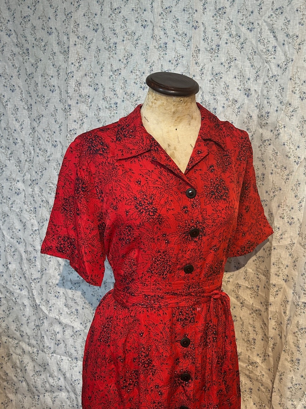 Hot Pink Floral Dress 1940s style